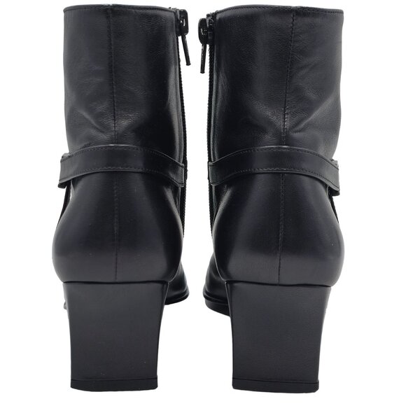 Ferragamo Italy Womens 8.5 4A Narrow Black Leather Dress Shoes Zip Ankle Boots - Picture 5 of 12